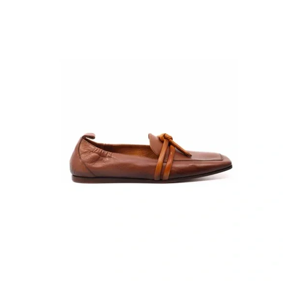 I.N.K. Shoes Leather Loafer with Ties - Cognac